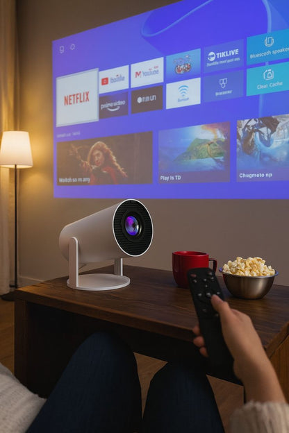 🎥 Projecteur intelligent portable  Pro – Cinéma intelligent à domicile
